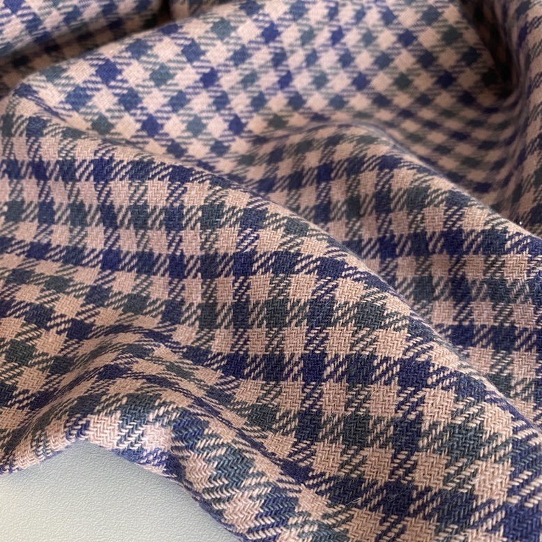 Лён "Пудровая клетка" плотный