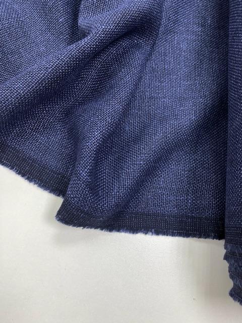 Костюмная ткань шерсть / лен Loro Piana "Рогожка темно-синяя"