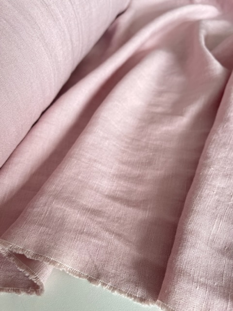 Отрез Лён с вискозой "Пыльная роза" с эффектом мятости (crush) - 2,3м