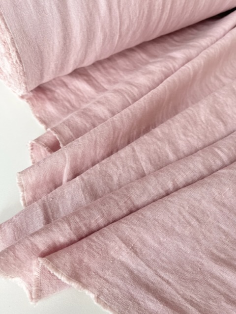 Отрез Лён с вискозой "Пыльная роза" с эффектом мятости (crush) - 2,3м