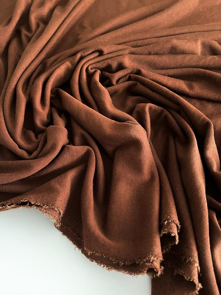 Трикотаж тенсель с шерстью "Темная карамель"  180г