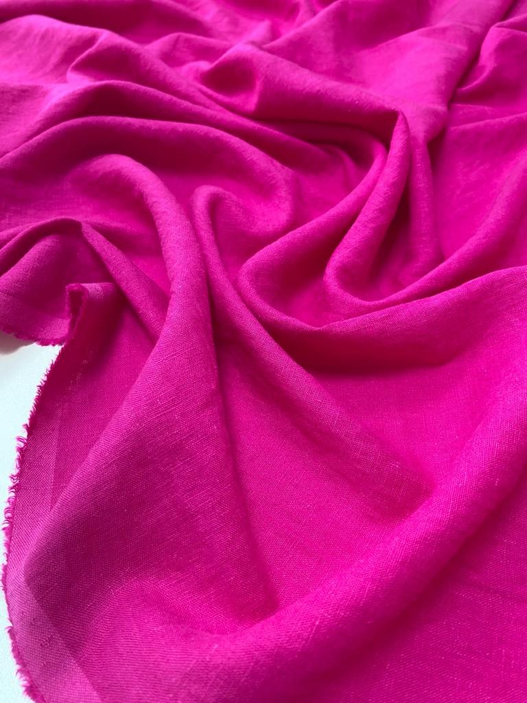 Лён с вискозой "Яркая Фуксия"с эффектом мятости (crush)