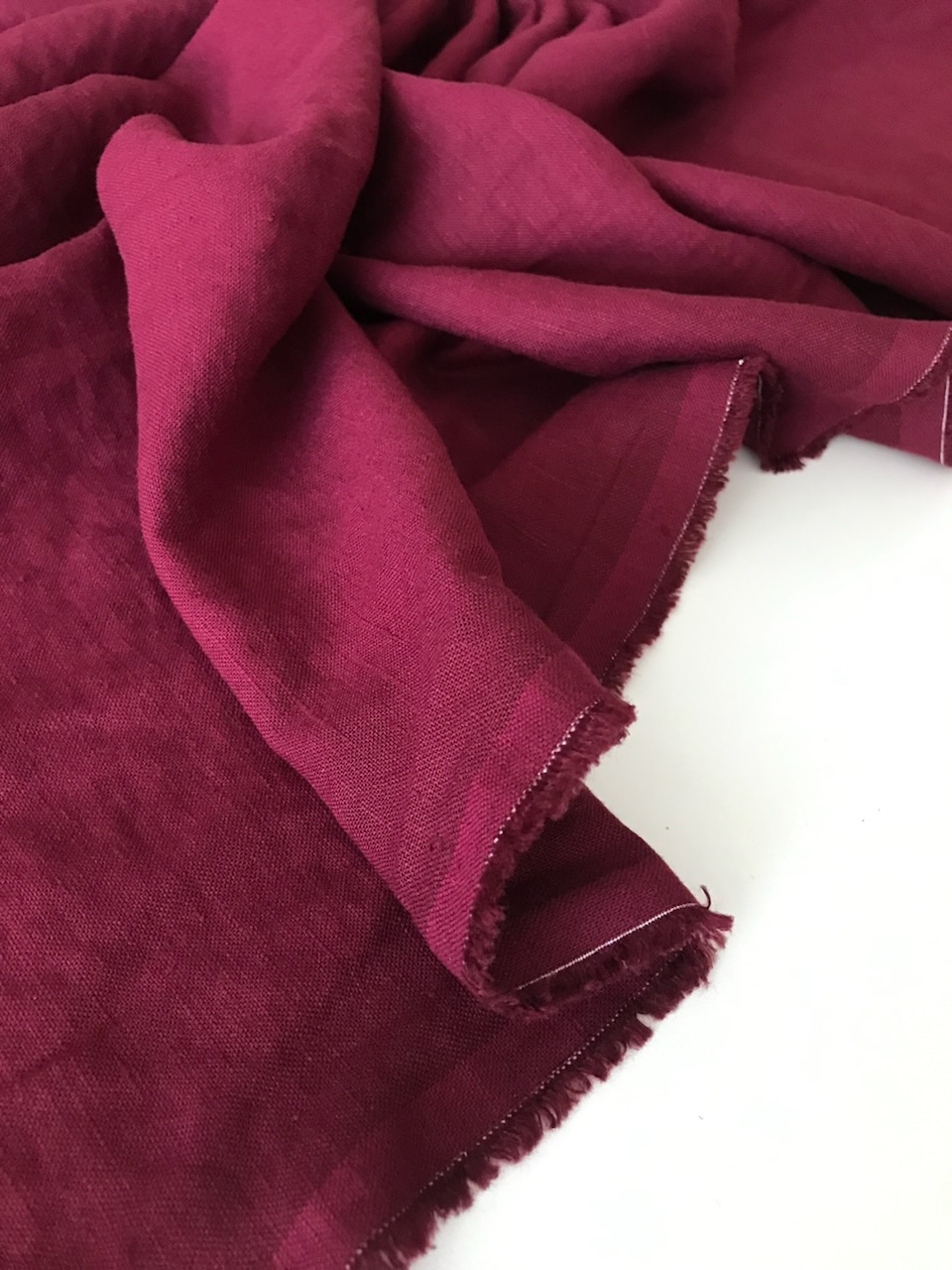 Отрез Лён с вискозой "Марсала" с эффектом мятости (crush) - 1,7м