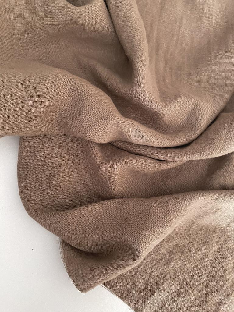 Лён с вискозой "Какао" с эффектом мятости (crush)