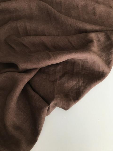 Отрез Лён "Шоколад"с эффектом мятости (crush) - 0,81м