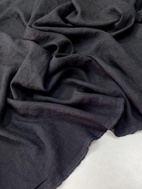 Отрезы Лён "Черный"с эффектом мятости (crush) 190г - 0,83м, 2,7м, 1,3м, 1,2м, 2,15м