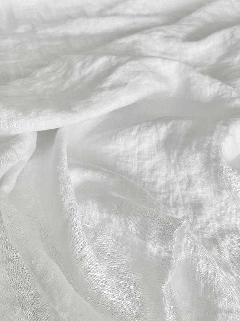 Отрезы Лён "Белоснежный" 190г с эффектом мятости (crush) -  длина отрезов в выпадающем списке