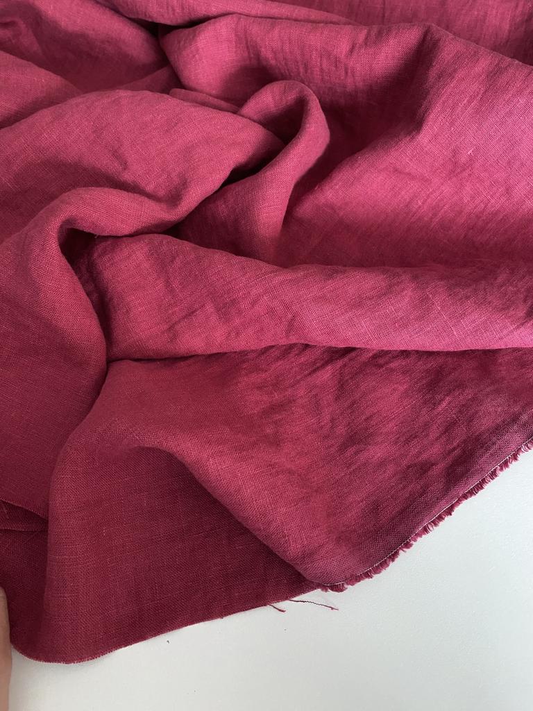 Отрезы Лён "Ягодный сорбет" с эффектом мятости (crush) - 1,36м