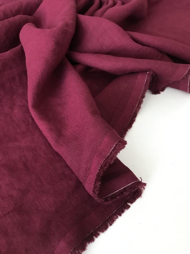 Лён с вискозой "Марсала" с эффектом мятости (crush)