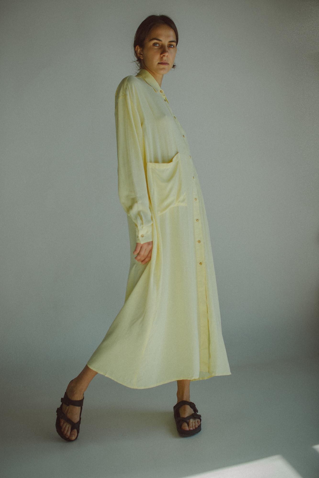 Нежно-лимонное платье Рубашка