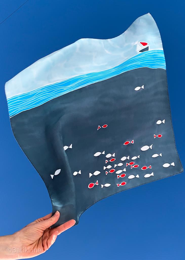 Шёлковый платок "Красный парус"