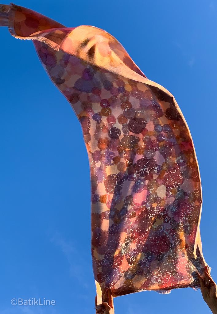 Шерстяной шарф. Роспись. Цвета и оттенки