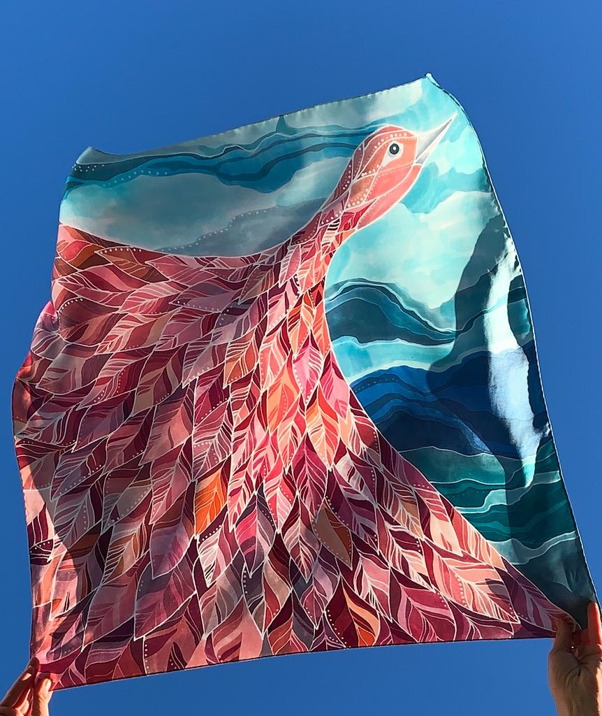 Шёлковый платок "Птица в небе"