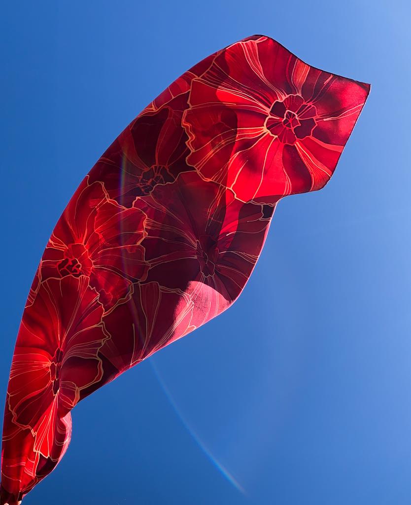 Шелковый платок Роспись Маки