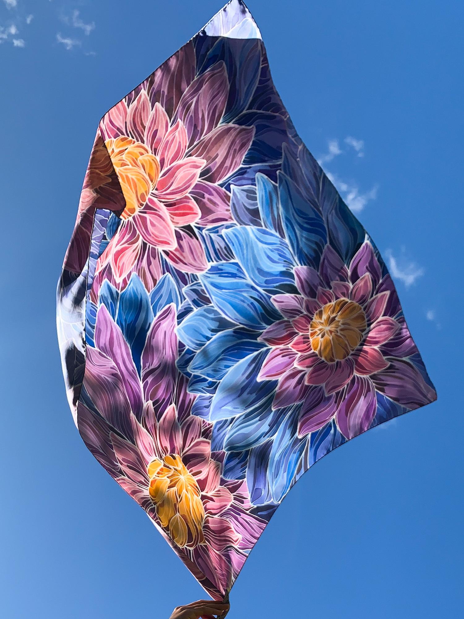 Шёлковый платок "Астры"