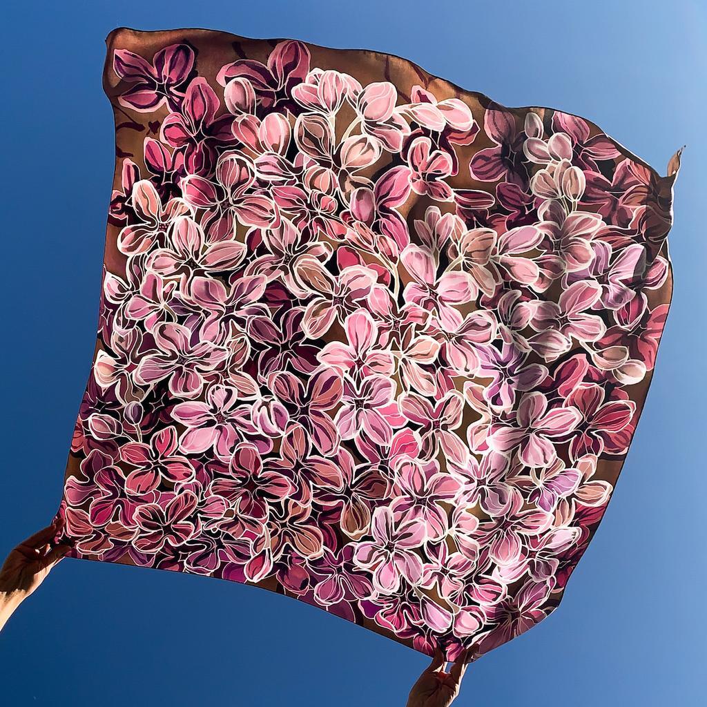 Шёлковый платок "Сирень"