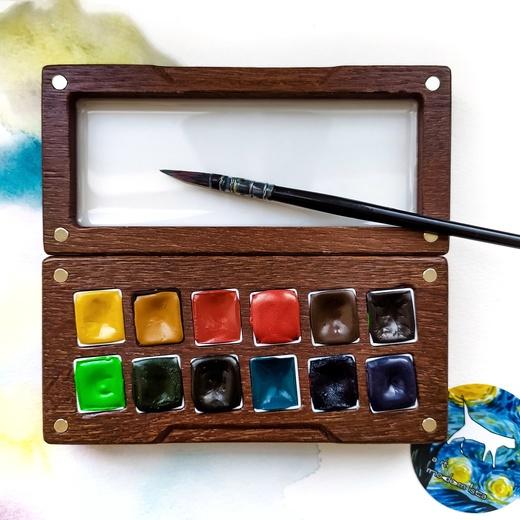 НАБОР КРАФТОВОЙ АКВАРЕЛИ "РИСУЮ КАК ВАН ГОГ" В ПЕНАЛЕ (12 полукювет 1,6 мл)