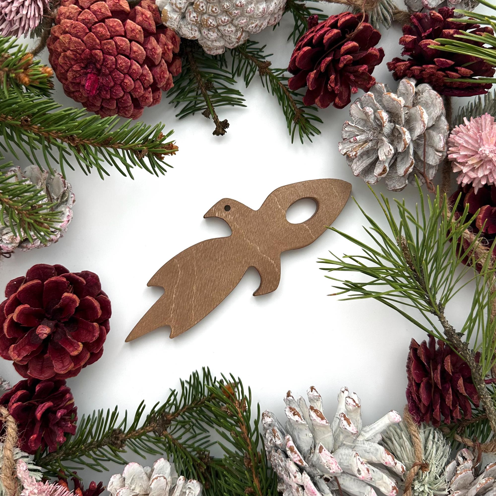 "Ракета" (4 шт) Деревянная елочная игрушка из коллекции "Рождественская ночь"