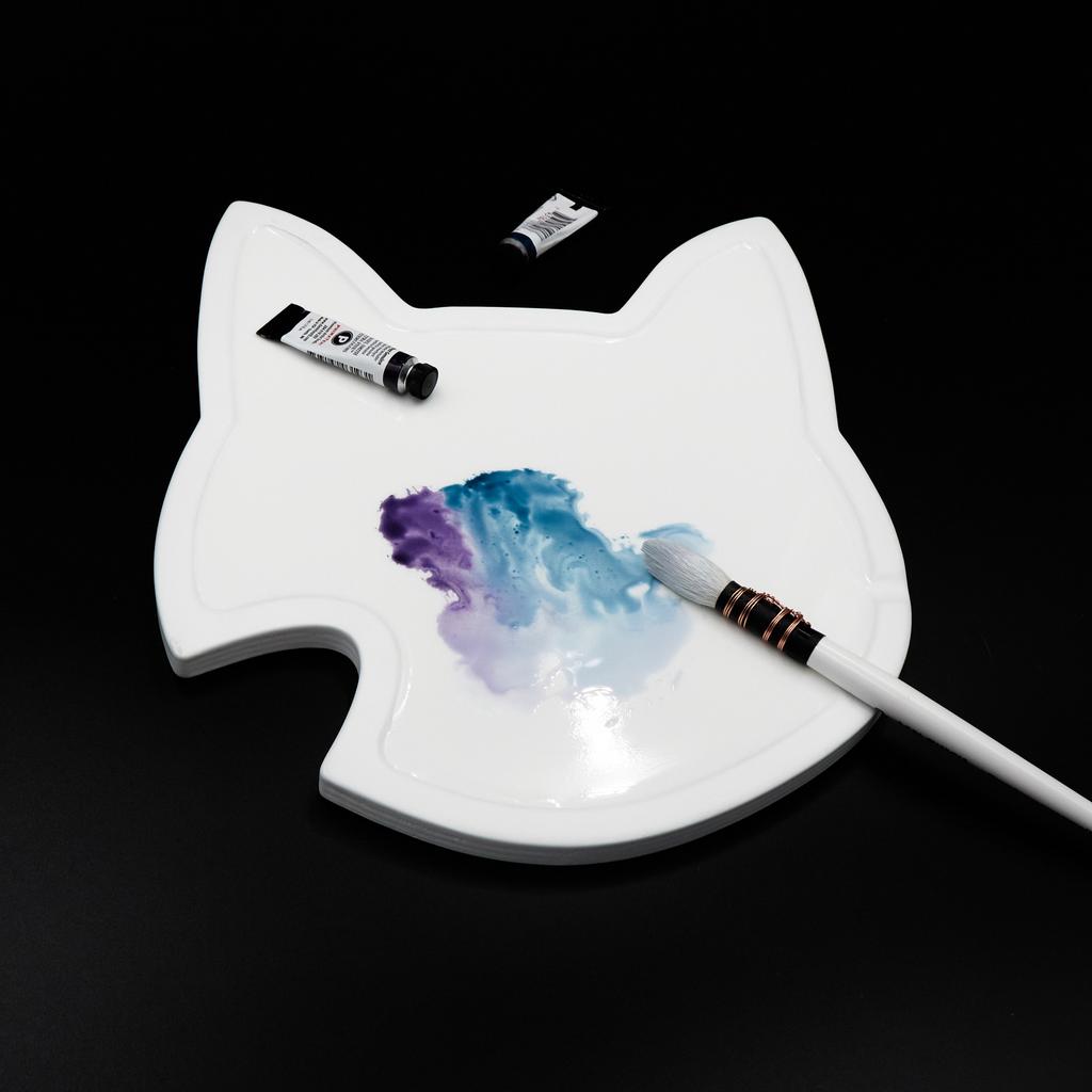 ПАЛИТРА БЕЛАЯ  КОШКА ДЛЯ МАСЛА, АКВАРЕЛИ, АКРИЛА, ГУАШИ, ТЕМПЕРЫ (котопалитра)