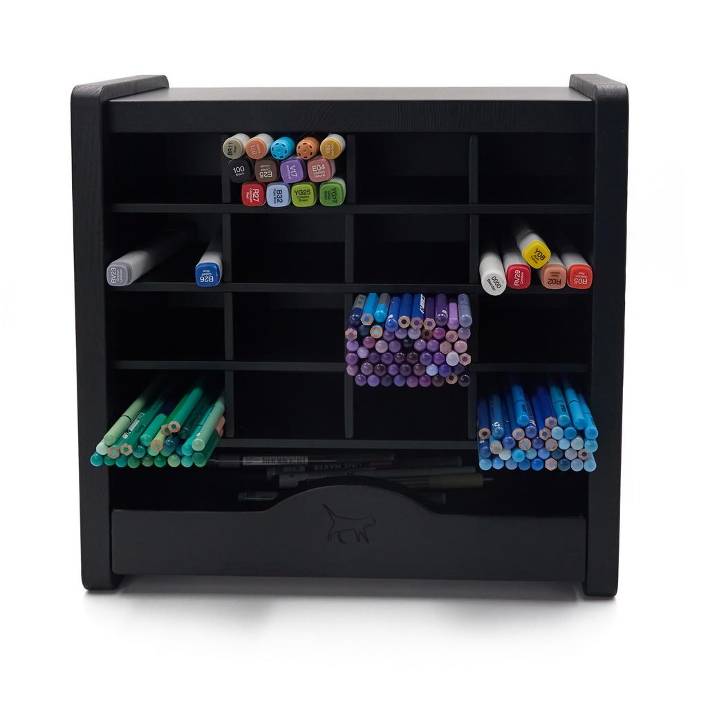 ОРГАНАЙЗЕР РАЗМЕР (М) ЧЕРНЫЙ ДЛЯ МАРКЕРОВ И КАРАНДАШЕЙ,  дуб/ясень