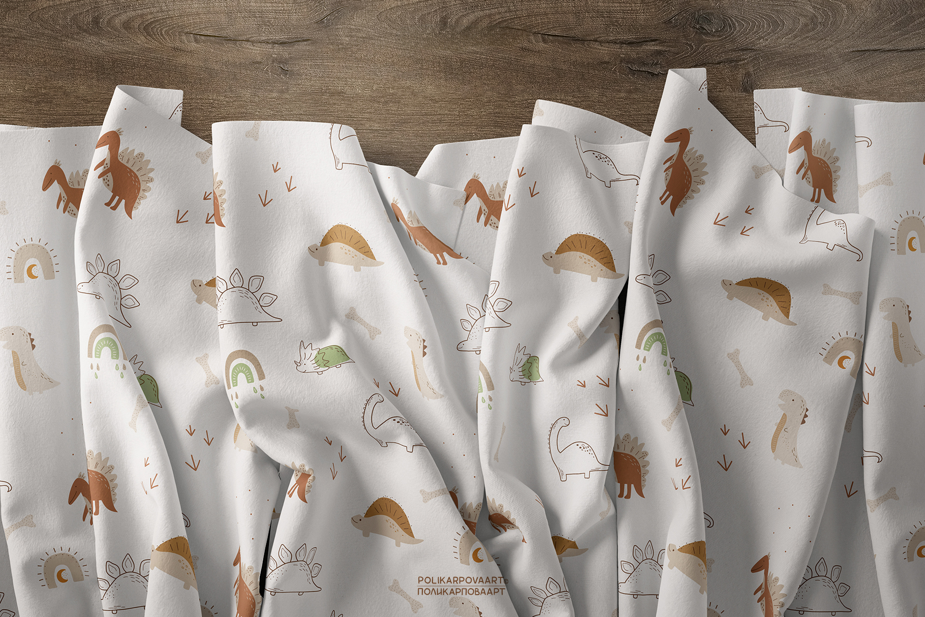 Векторная коллекция "Динозавры" - детские иллюстрации и бесшовные паттерны