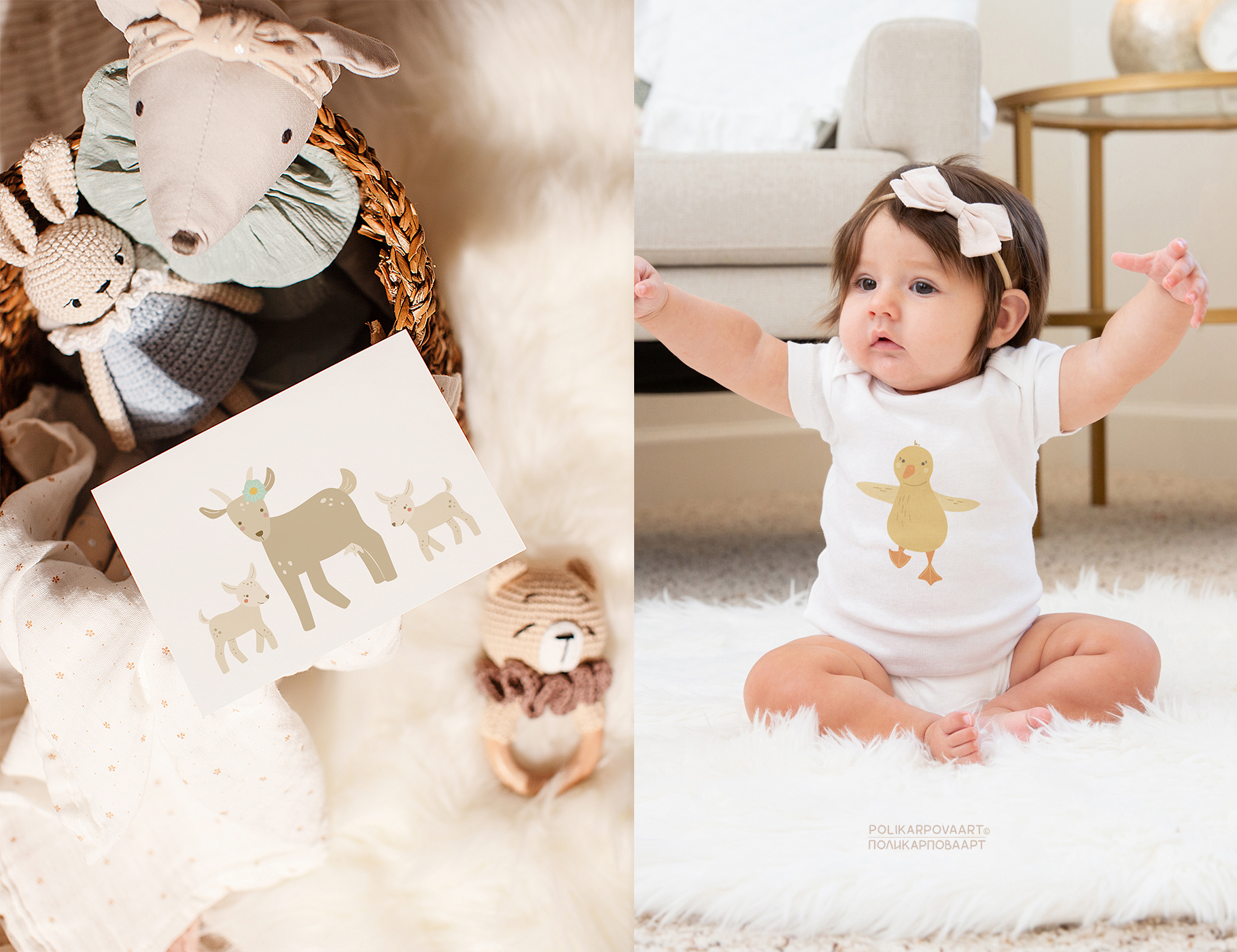 Векторная коллекция "Весенняя Ферма" - детские иллюстрации и бесшовные паттерны