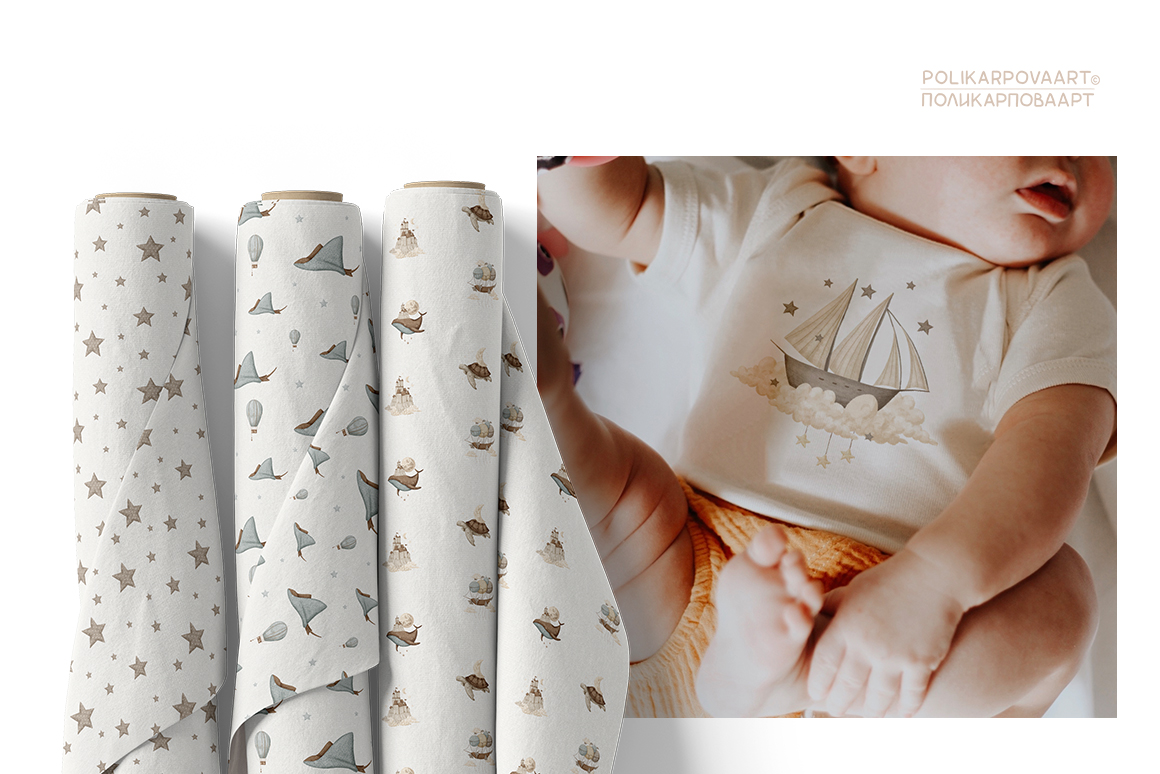 Коллекция "Воспоминания о снах" - детские иллюстрации и паттерны