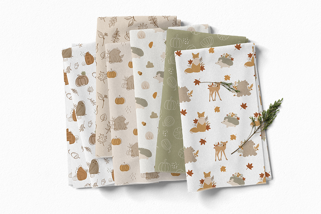 Коллекция "Осенняя жизнь" - детские векторные иллюстрации и паттерны