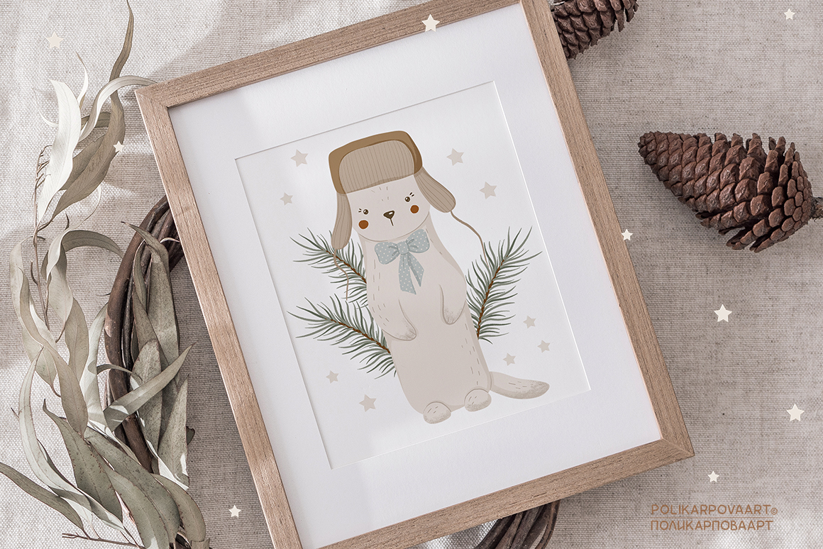 Коллекция "Счастливого Рождества" - детские иллюстрации и паттерны, зимние венки и открытки