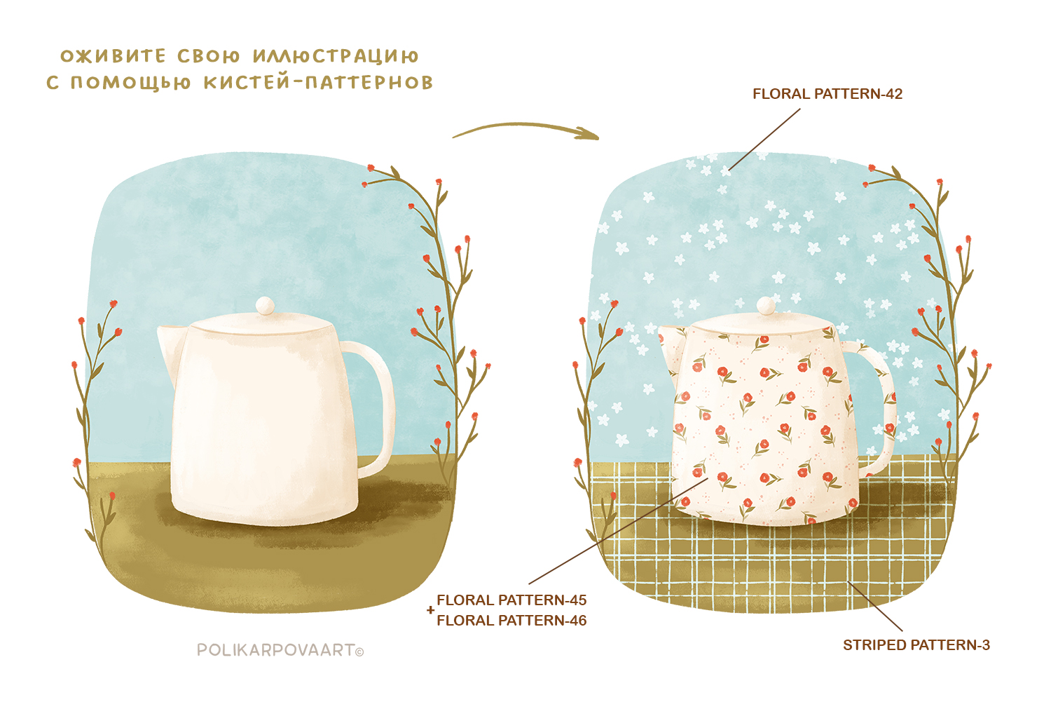 Набор двойных кистей-паттернов "Pattern Brushes 2" для Procreate