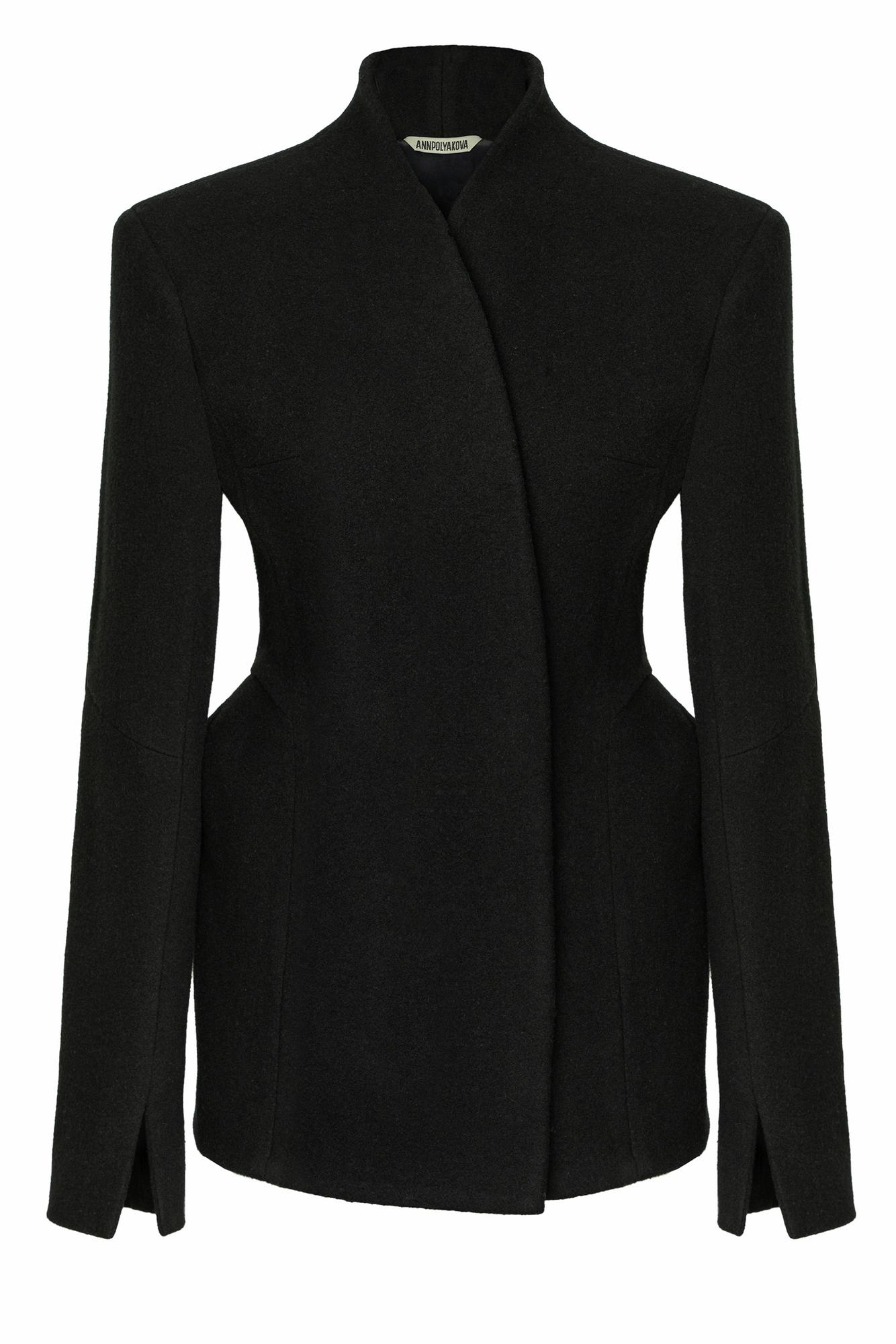Жакет-пальто с боками черный