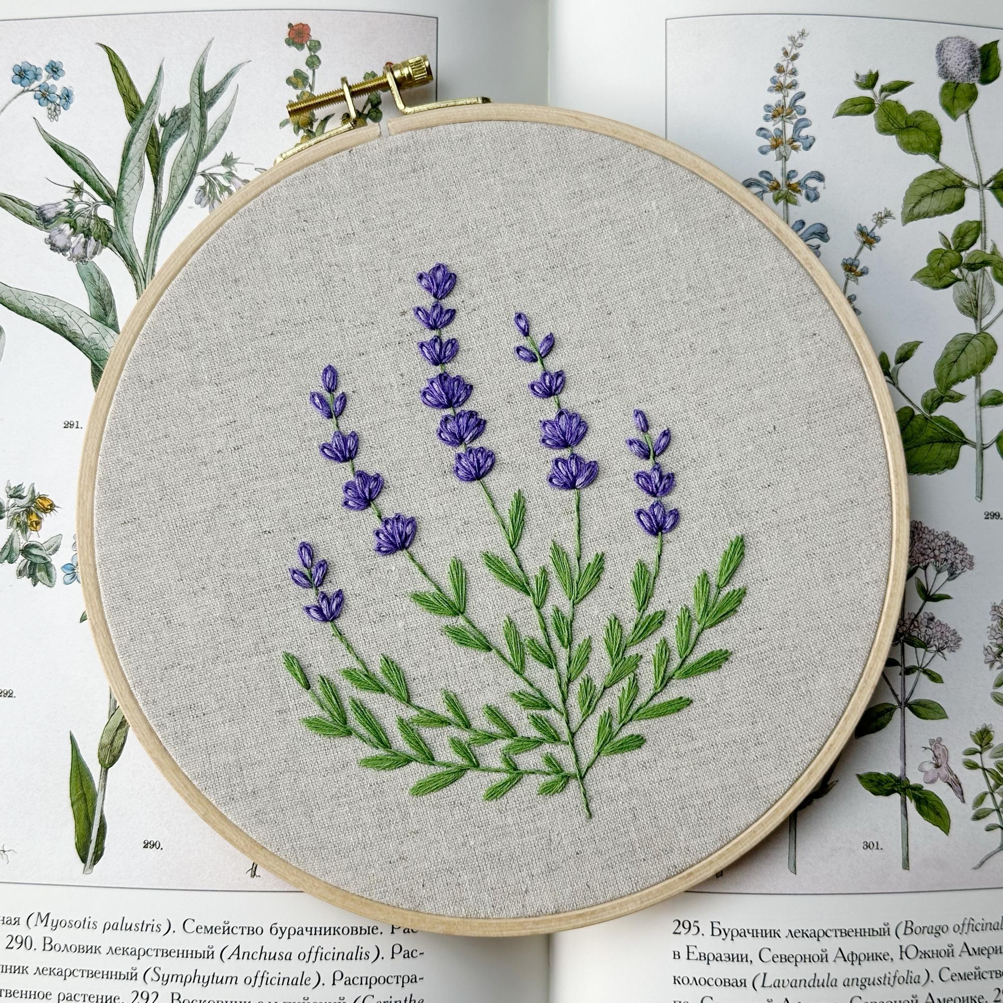 Схема для вышивки + видеоурок "Лаванда" для пялец 18 см. Уровень сложности: низкий
