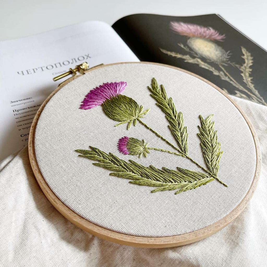 Схема для вышивки  + видеоурок "Чертополох" для пялец 17 и 20 см. Уровень сложности: средний