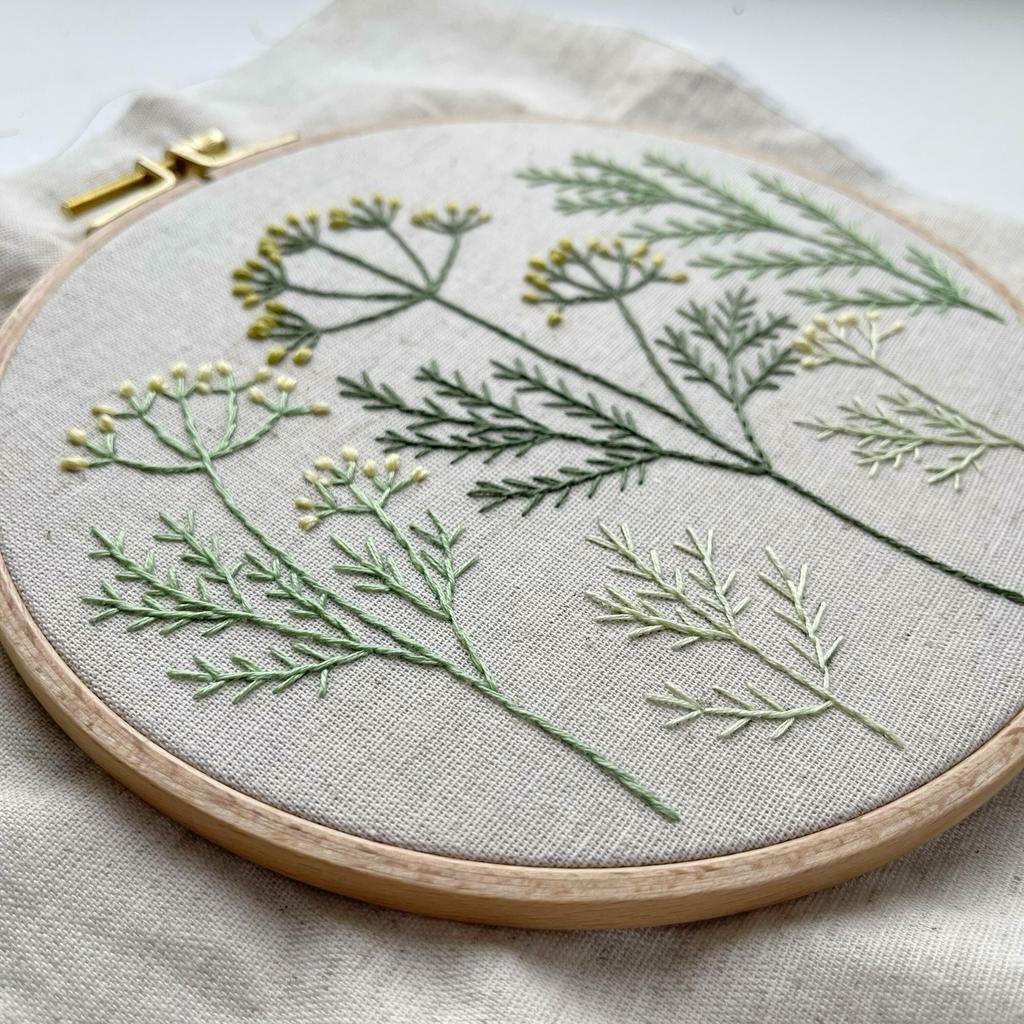 Схема для вышивки  + видеоурок "Фенхель" для пялец 18 см. Уровень сложности: низкий