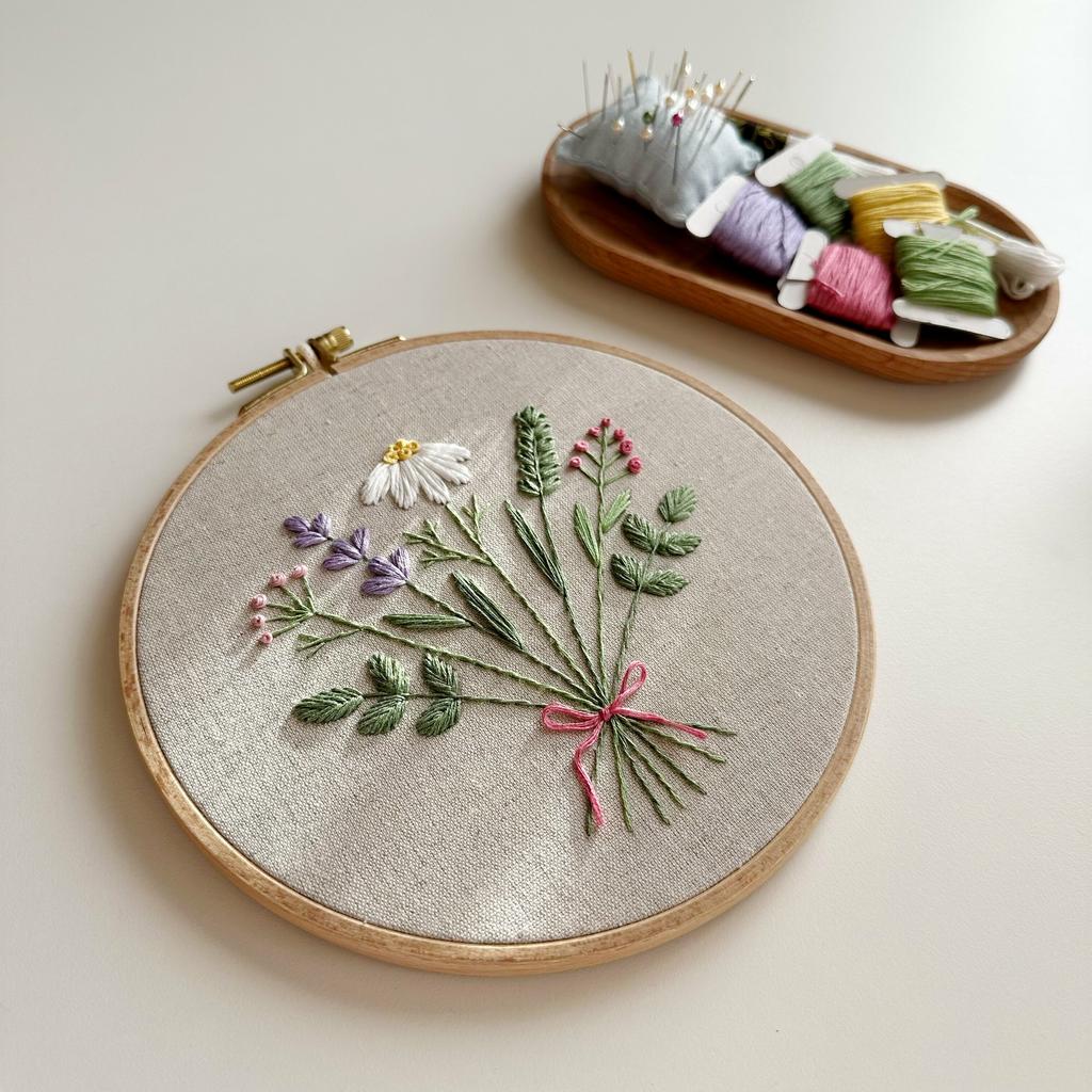 Схема для вышивки  + видеоурок "Букет цветов" для пялец 18 см. Уровень сложности: низкий