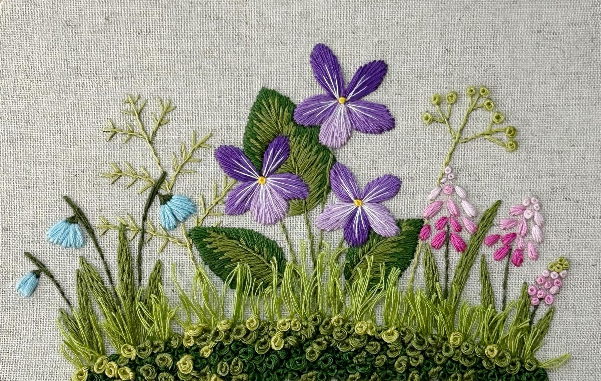 Схема для вышивки + видеоуроки "Весенняя полянка" для пялец 15 - 21 см. Уровень сложности: средний