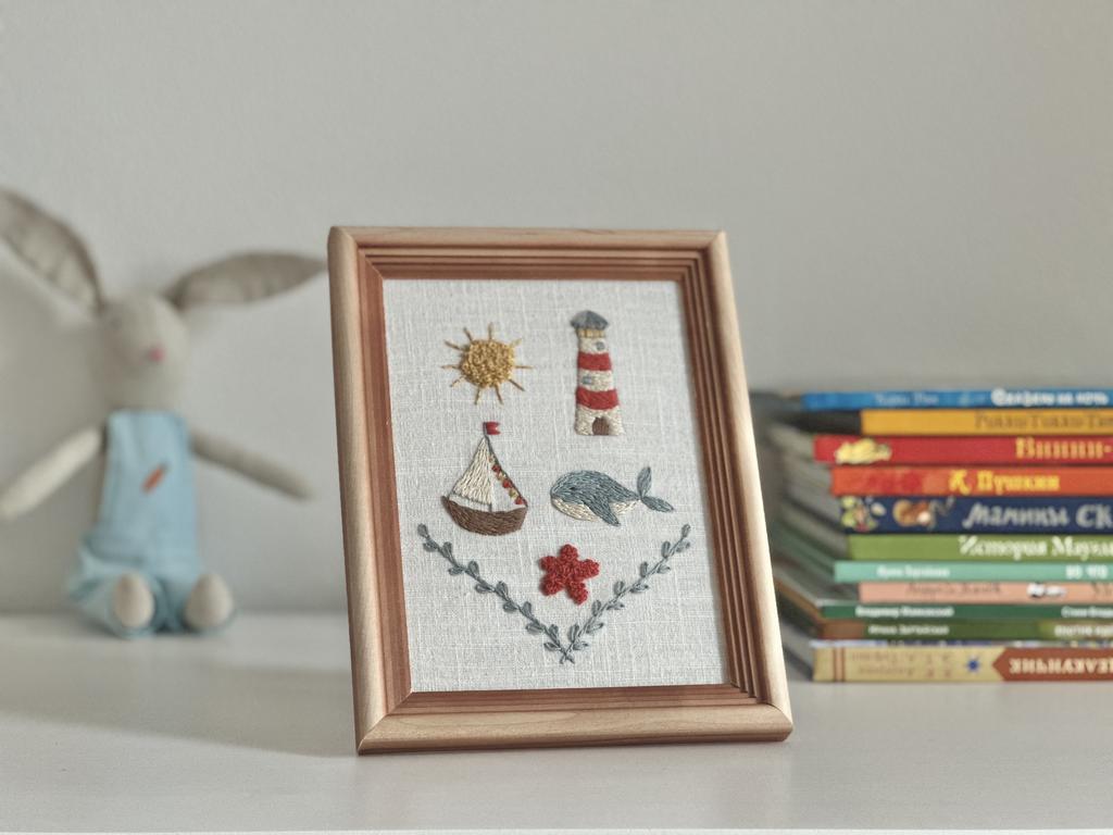 Схема для вышивки  + видеоурок "Морское путешествие" для пялец 10, 22 см. Уровень сложности: средний