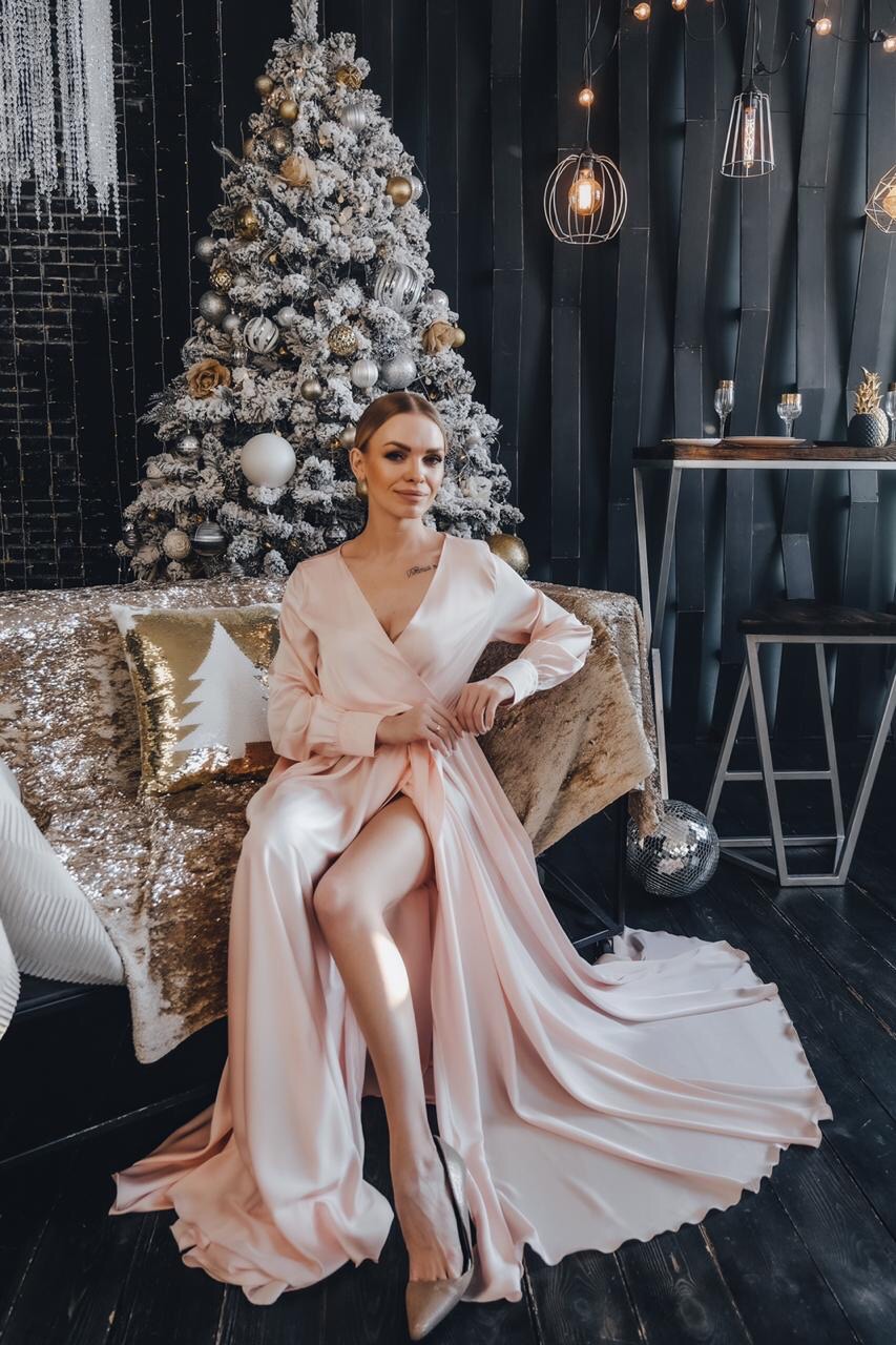 Шелковое платье "Лиана беж"