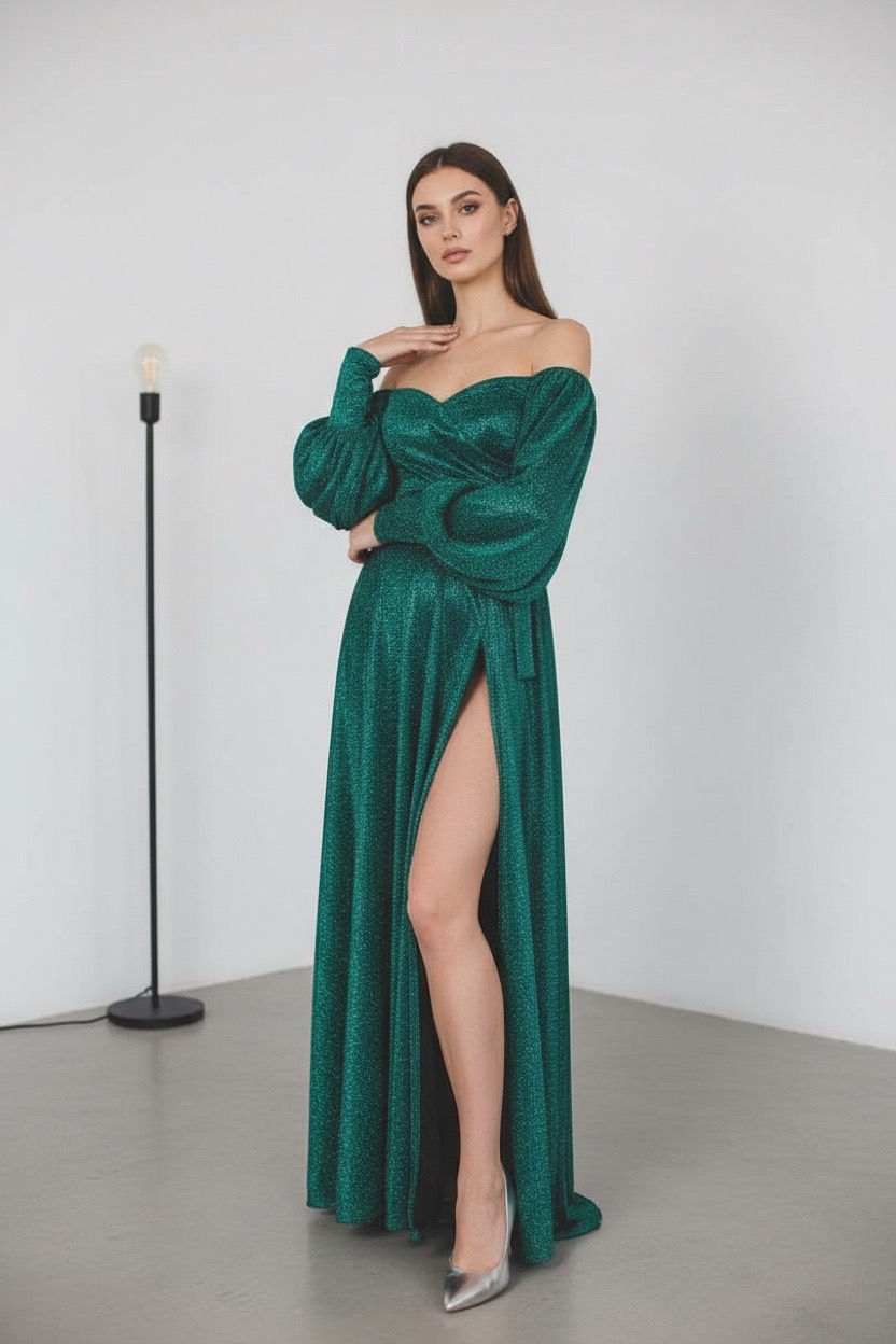 Блестящее платье "Эсмеральда" изумруд