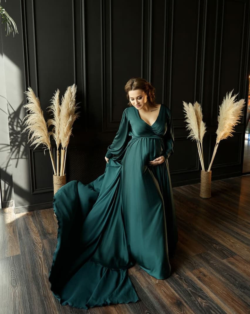 Платье для беременных "Лиана изумруд"