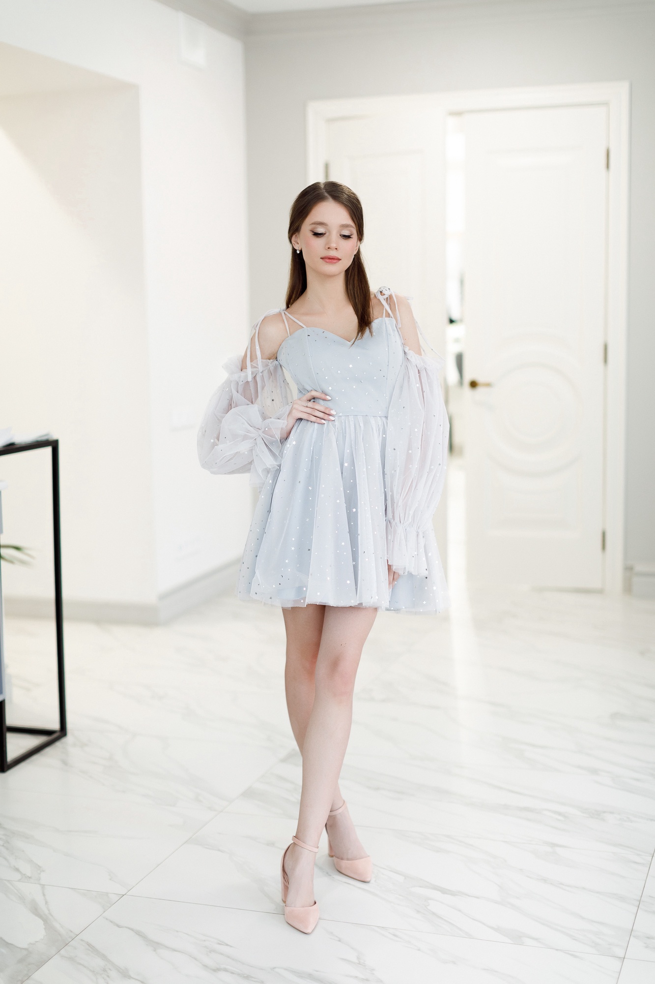 Коктейльное платье мини "Анжелика" графит