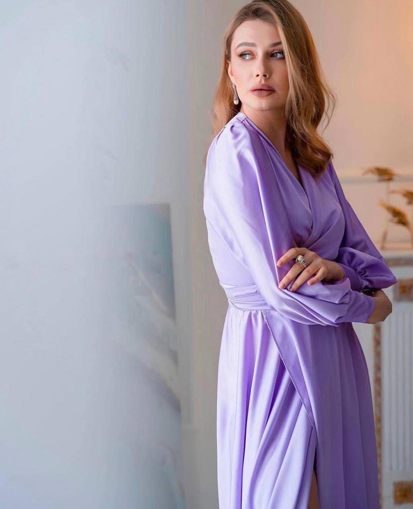 Шелковое платье "Лиана лаванда"