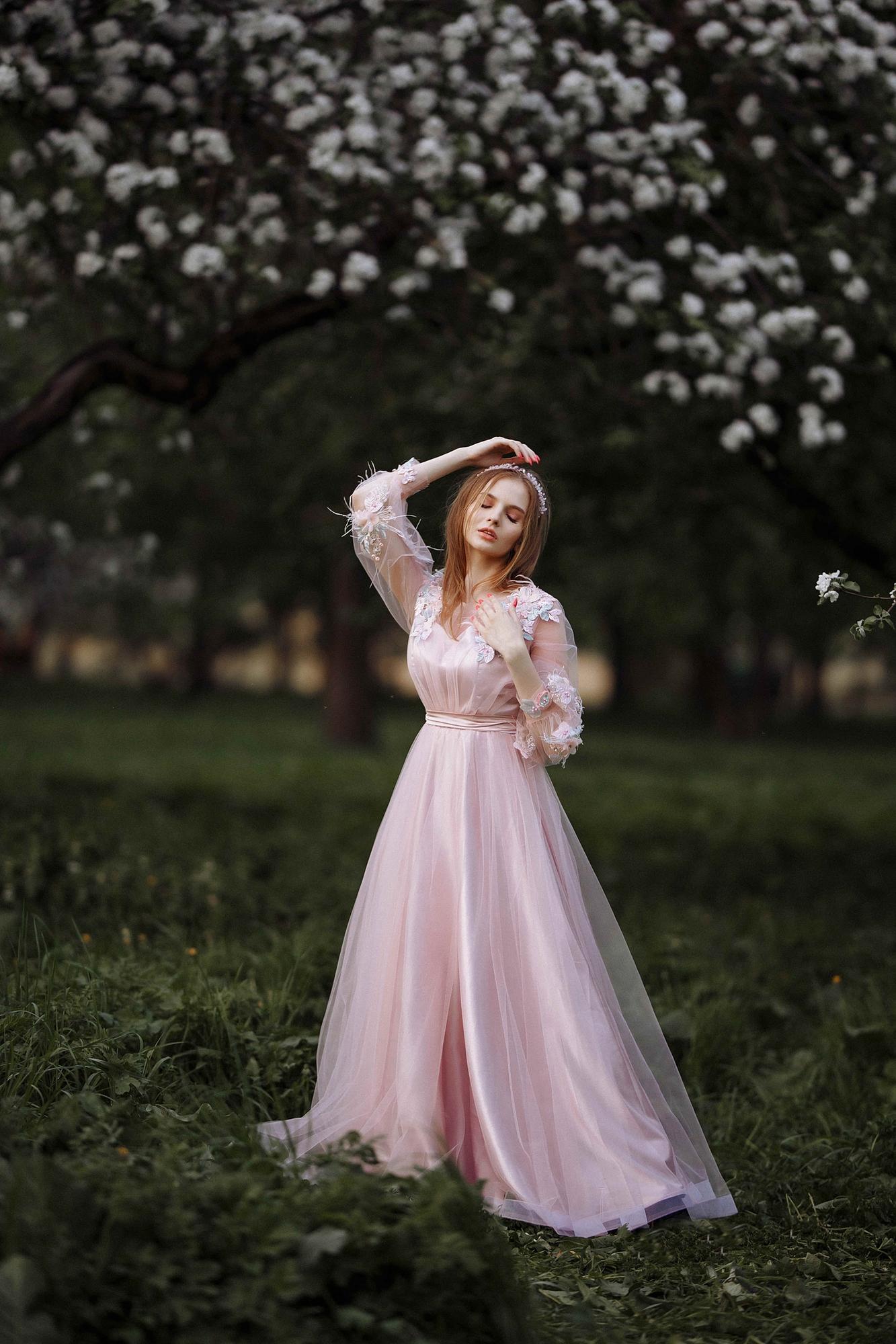 Фатиновое платье "Версавия"  в цвете пудра