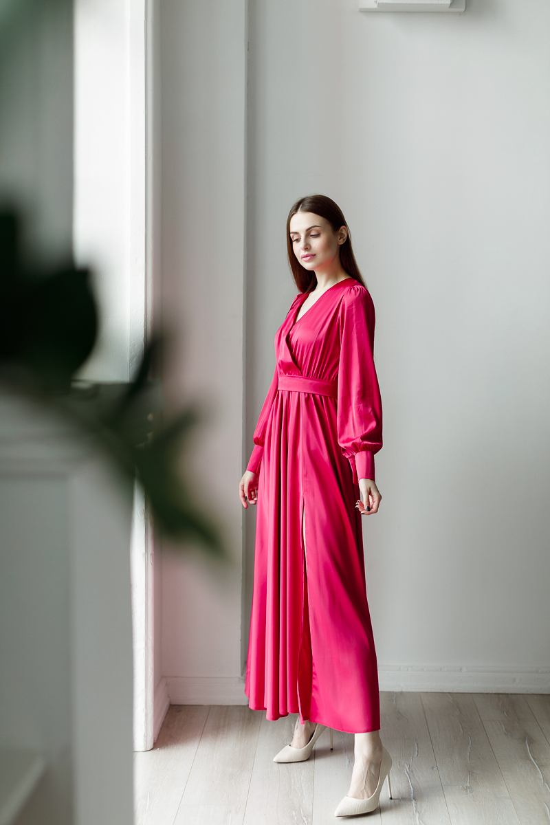 Шелковое платье "Лиана" ягода