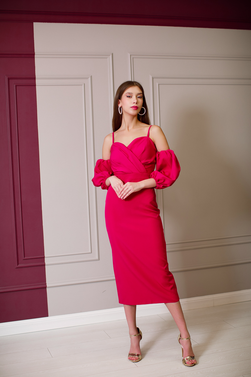 Платье миди "Лилу" фуксия