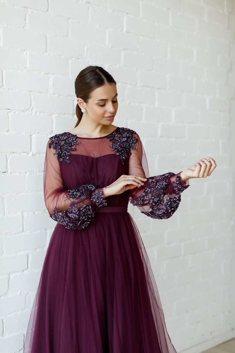 Фатиновое платье "Версавия"  цвет винный