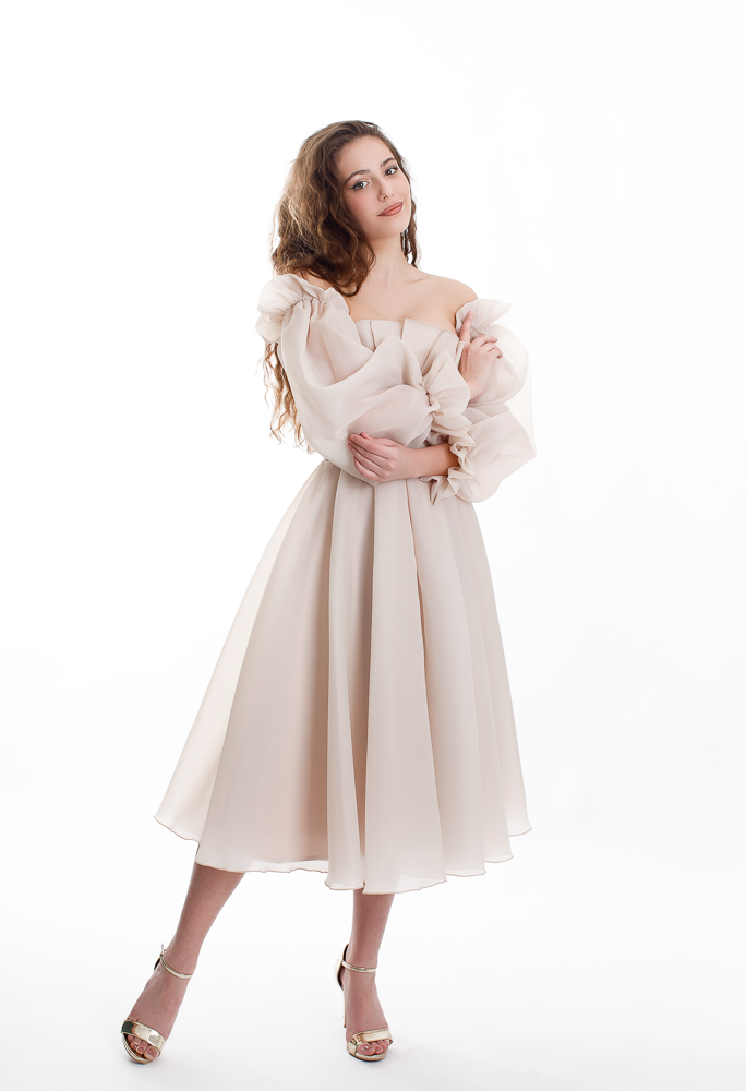 Вечернее платье "Челси" миди беж