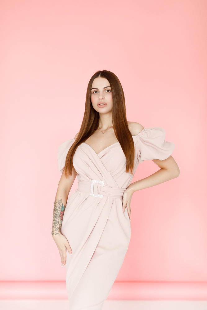 Коктейльное платье  "Армония" пудра