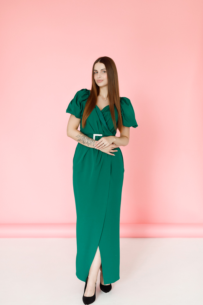 Коктейльное платье  "Армония" изумруд