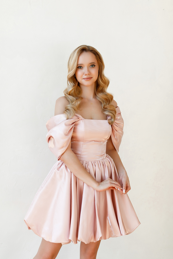 Коктейльное платье мини "Алет" пудра